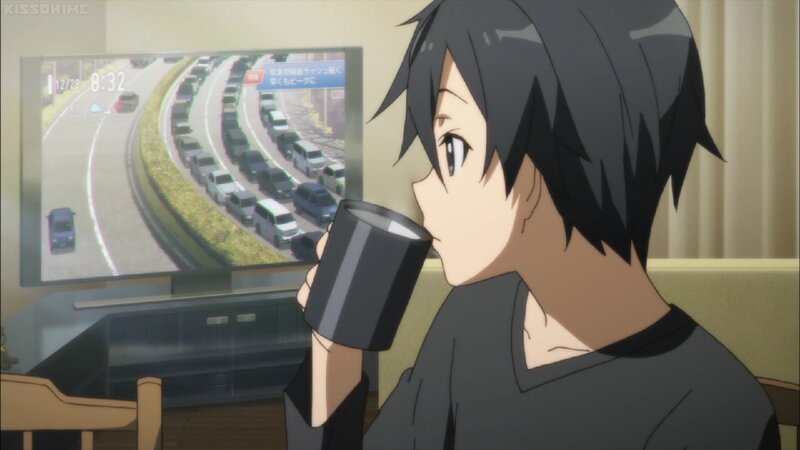 Anime Character Drinking — Gray