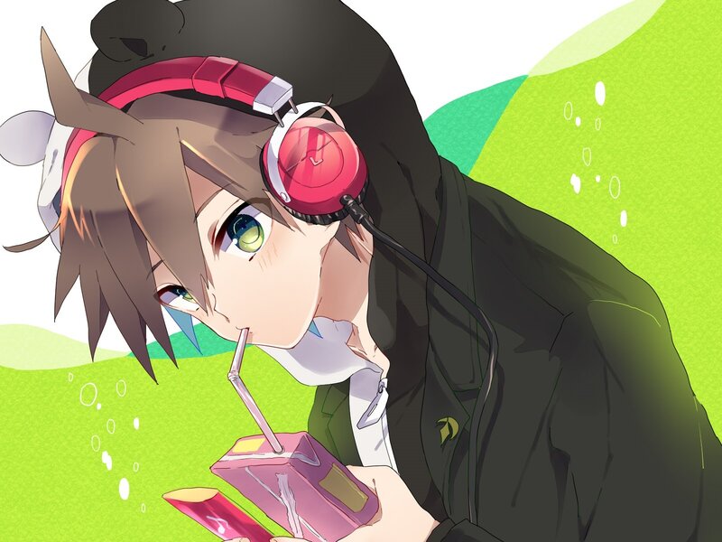 anime character drinking juice