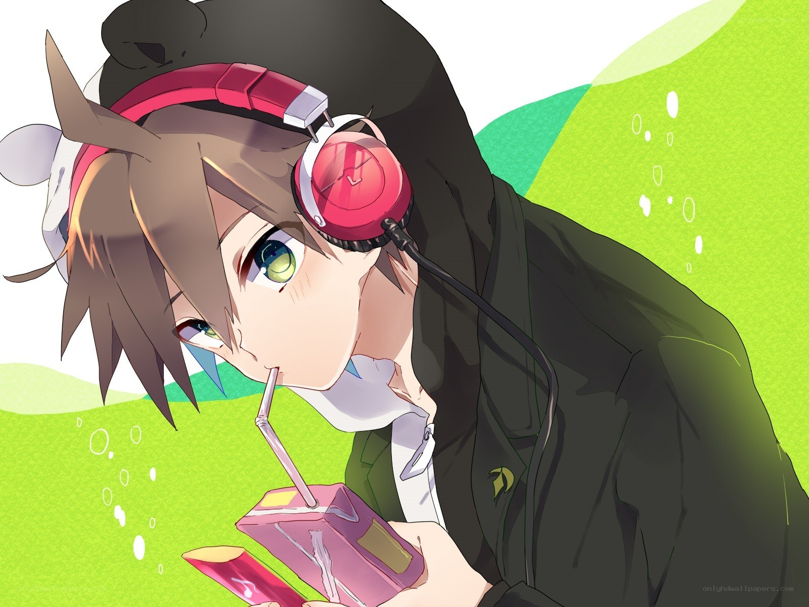 anime character drinking juice