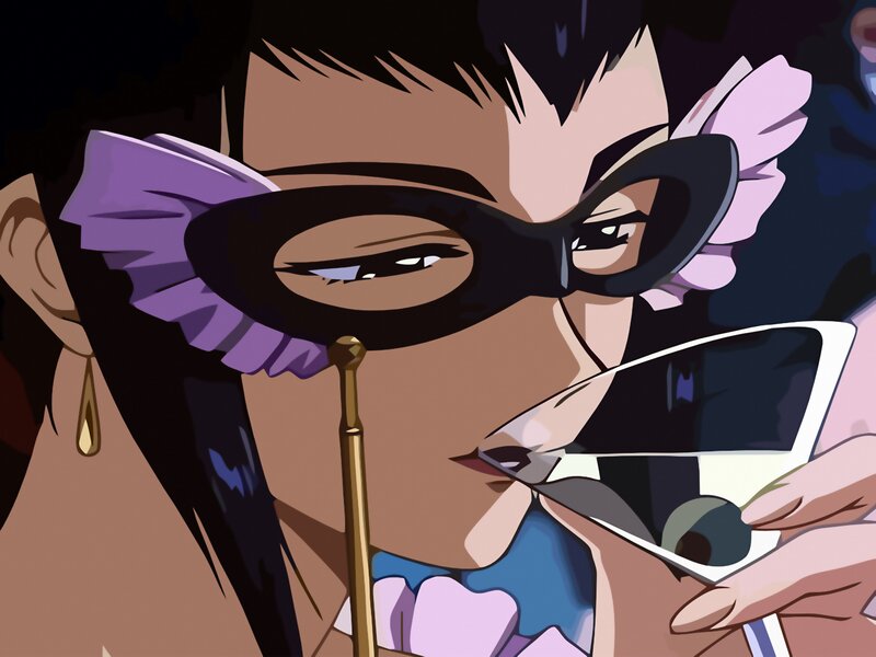 Anime Character Drinking — Purple