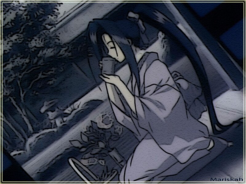 anime character drinking tea