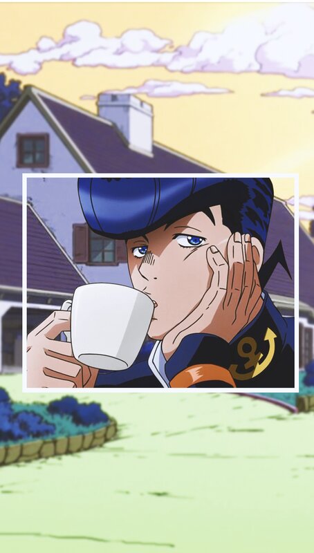 Anime Character Drinking Tea — Blue, Calm
