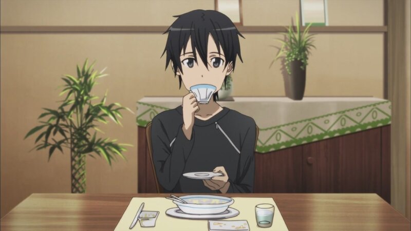 Anime Character Drinking Tea — Brown