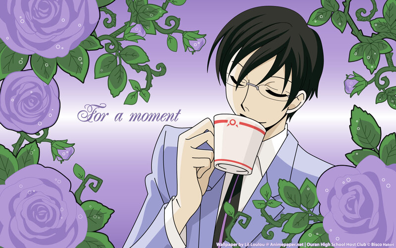 anime character drinking tea