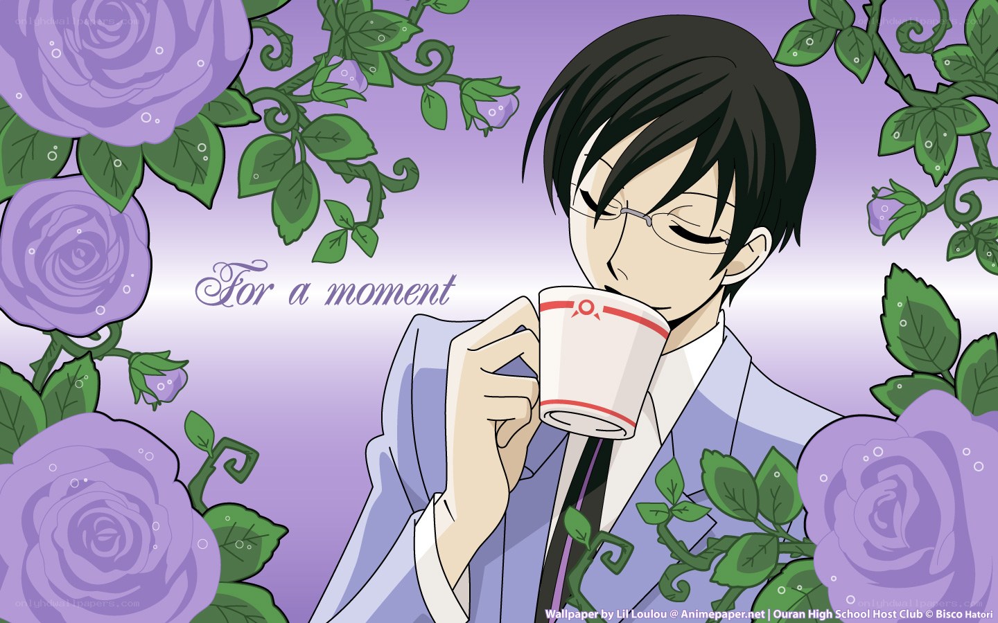 anime character drinking tea
