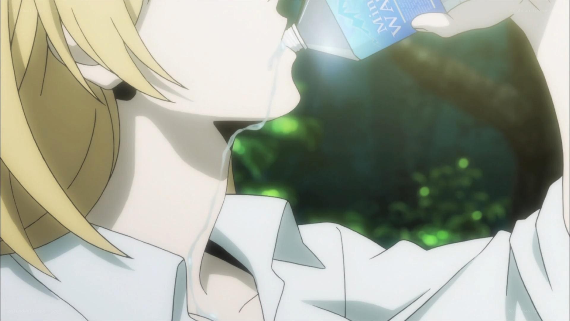 anime character drinking water