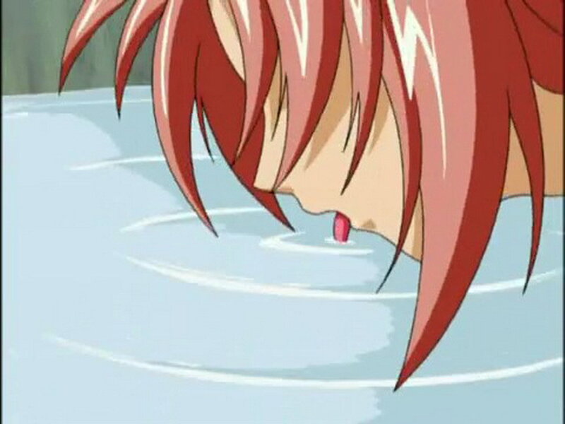 anime character drinking water