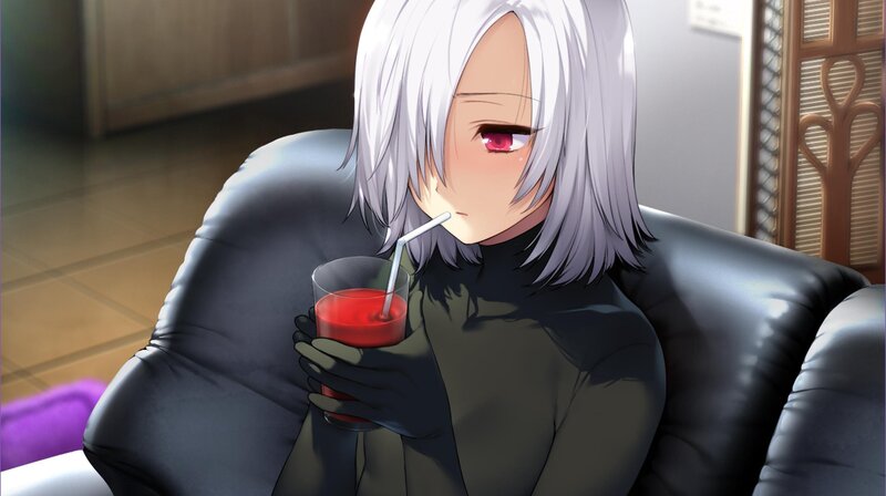 Anime Character Drinking — White