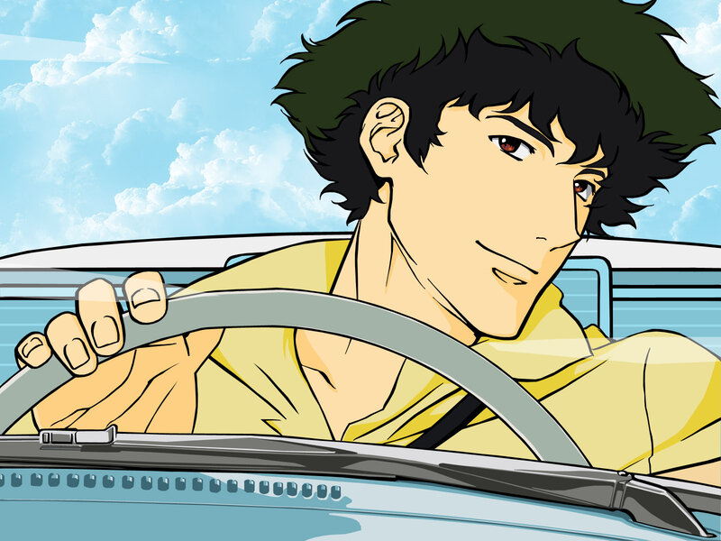 anime character driving car
