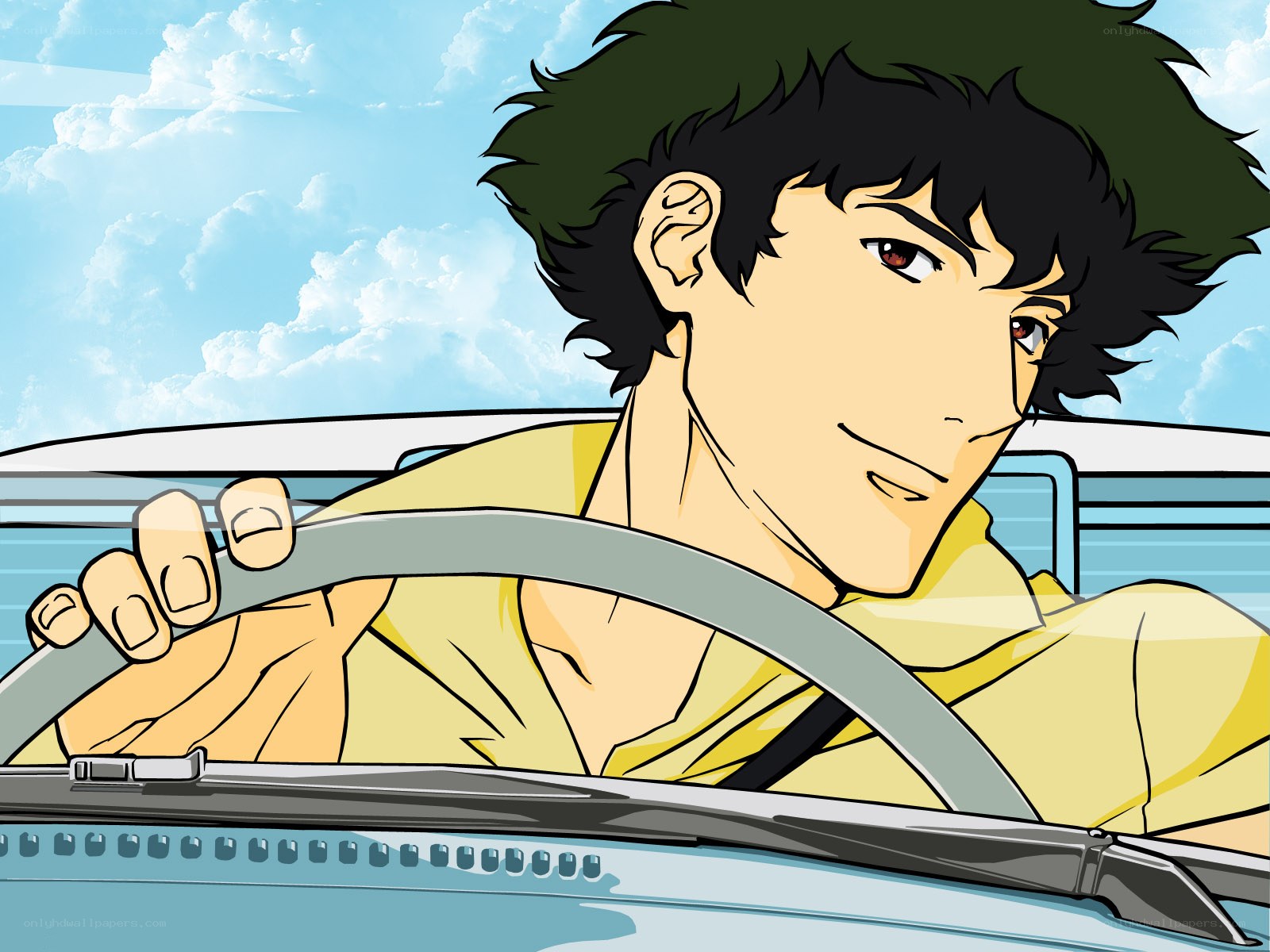 anime character driving car