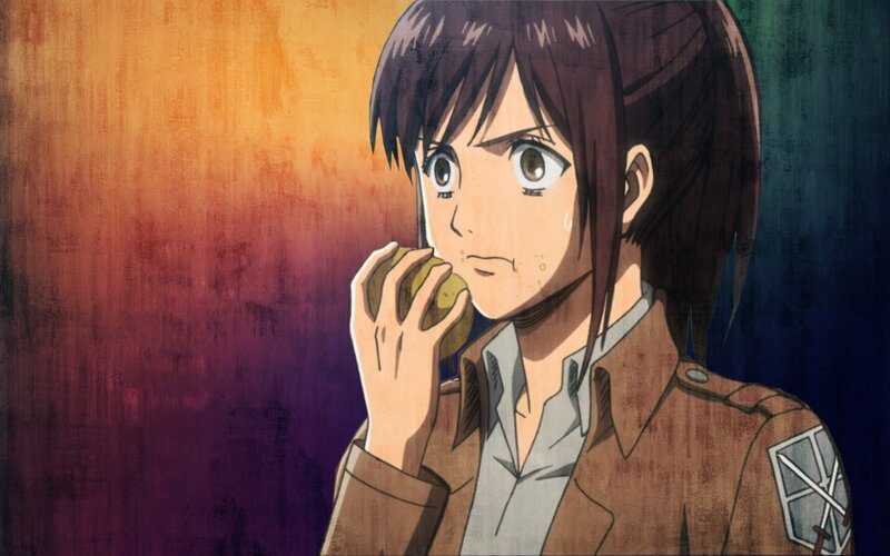 anime character eating apple