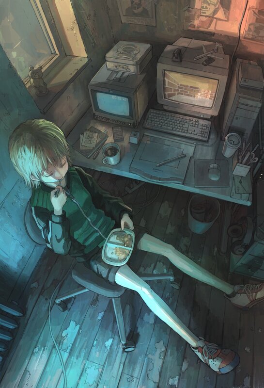 Anime Character Eating — Blue