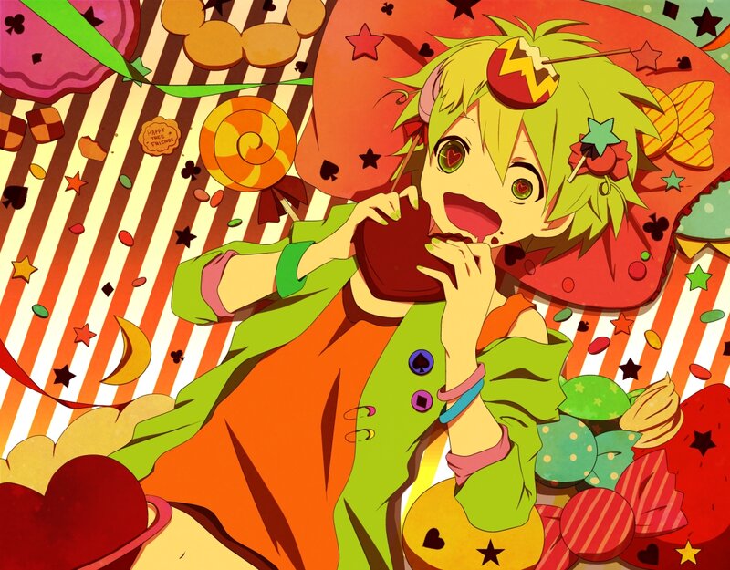 Anime Character Eating Candy — Green