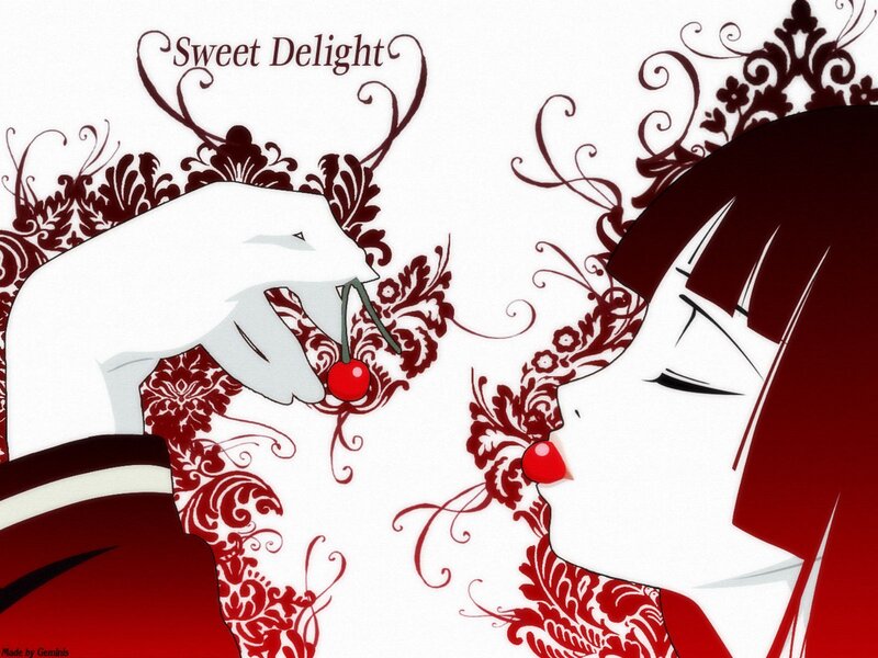Anime Character Eating Cherry — Red