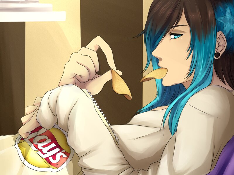 Anime Character Eating Chips