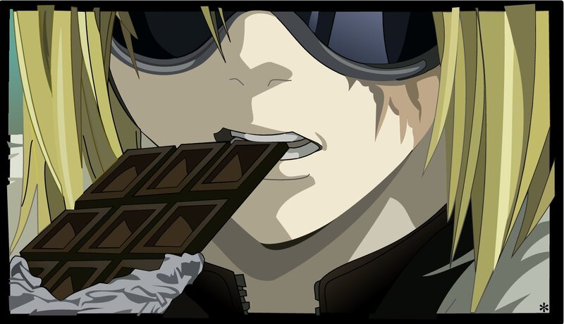 Anime Character Eating Chocolate