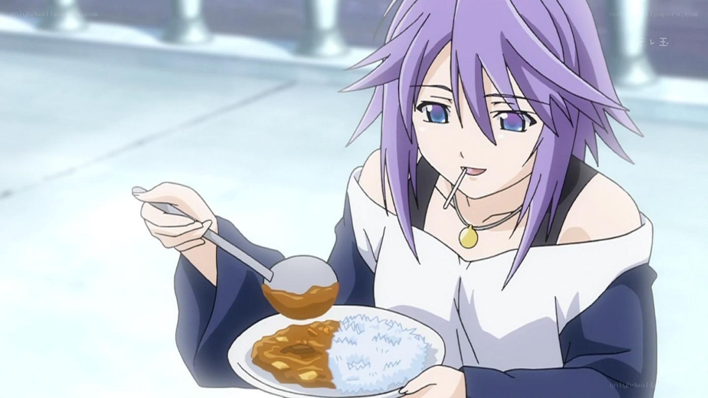 anime character eating curry