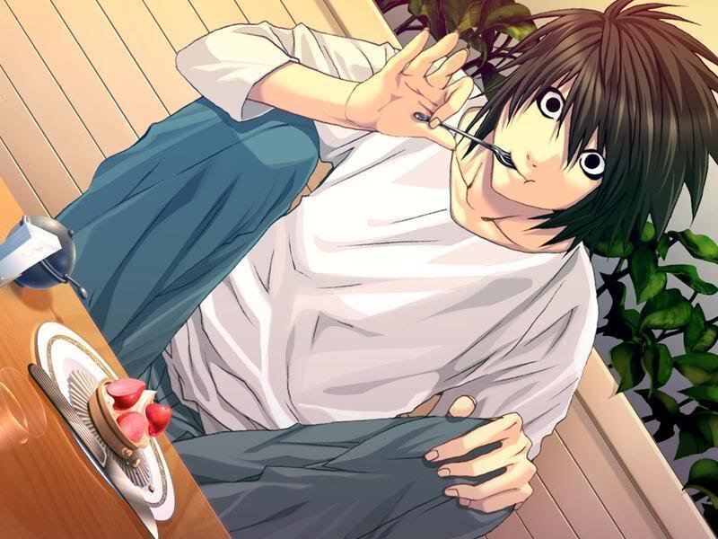 Anime Character Eating Dessert — White