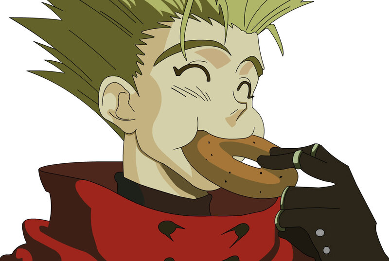 anime character eating donut