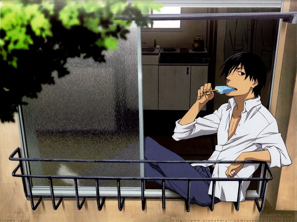 anime character eating ice pop