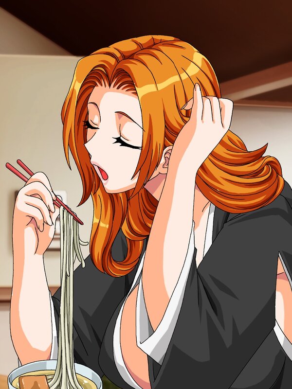 anime character eating noodles