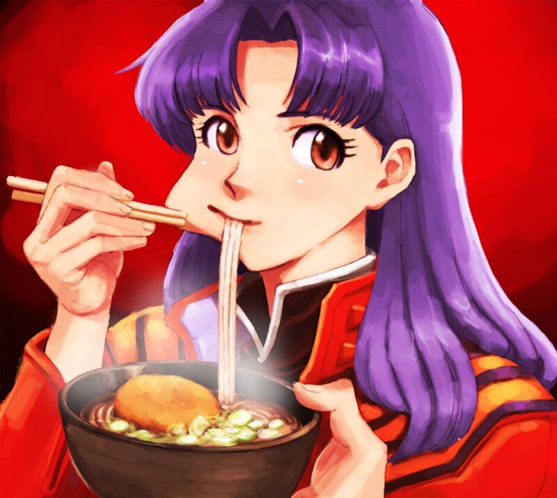 anime character eating noodles