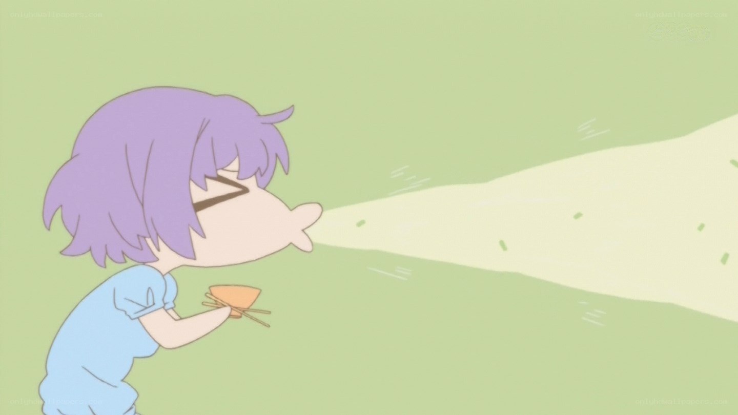 anime character eating outdoors