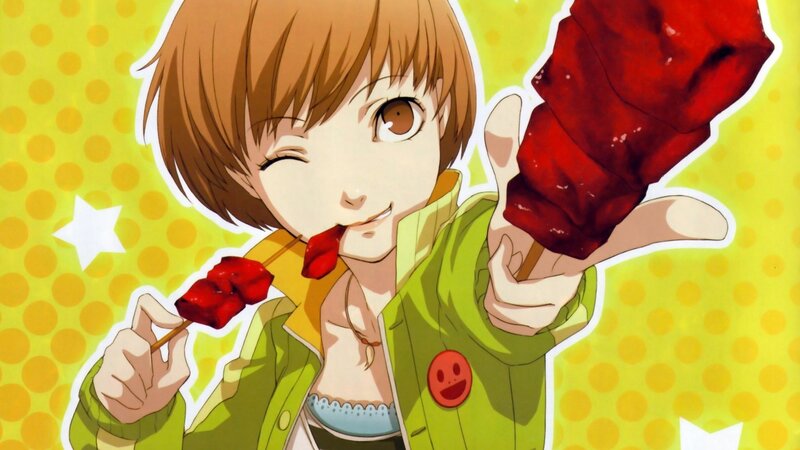 anime character eating skewers