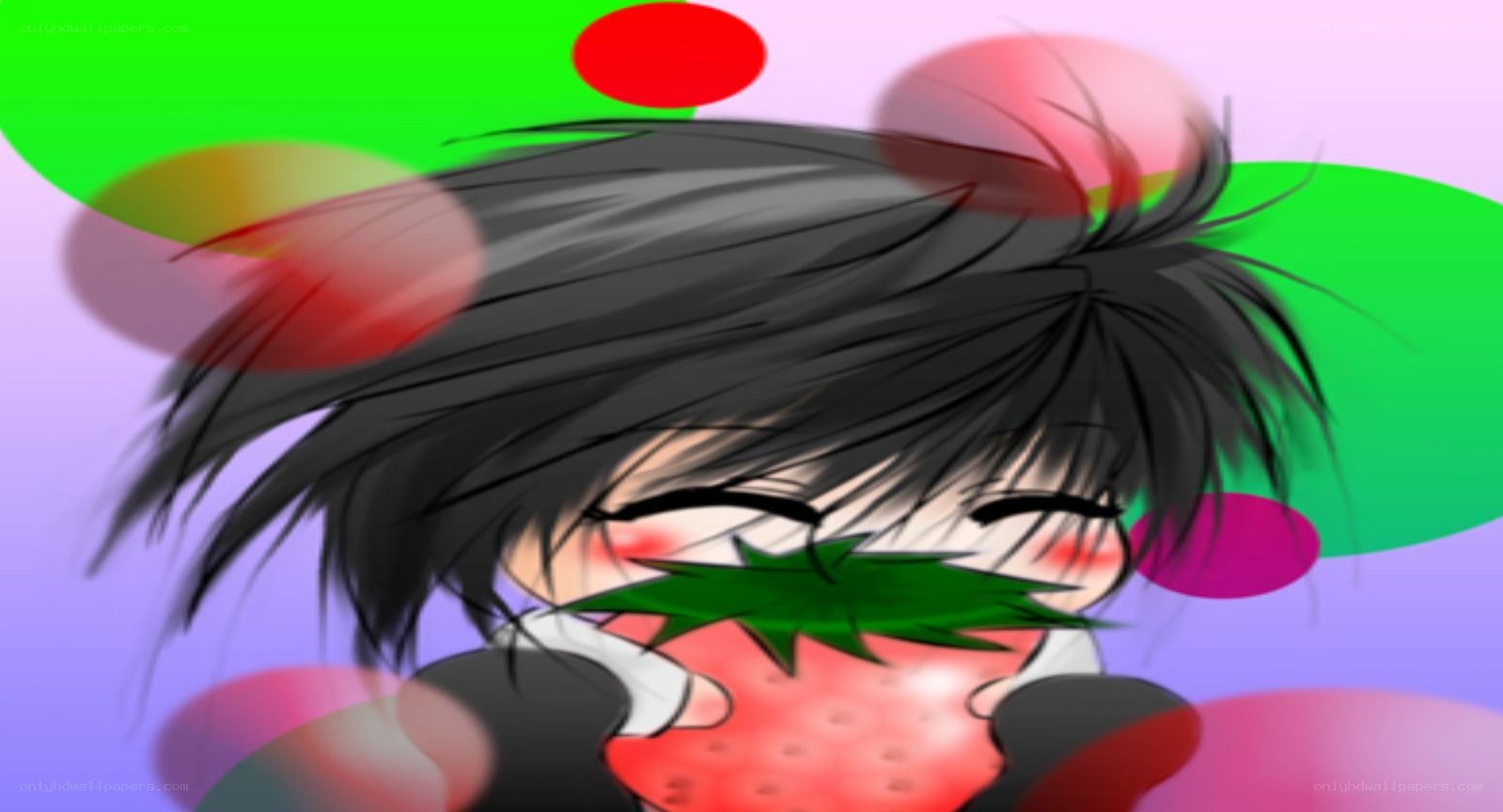 anime character eating strawberry
