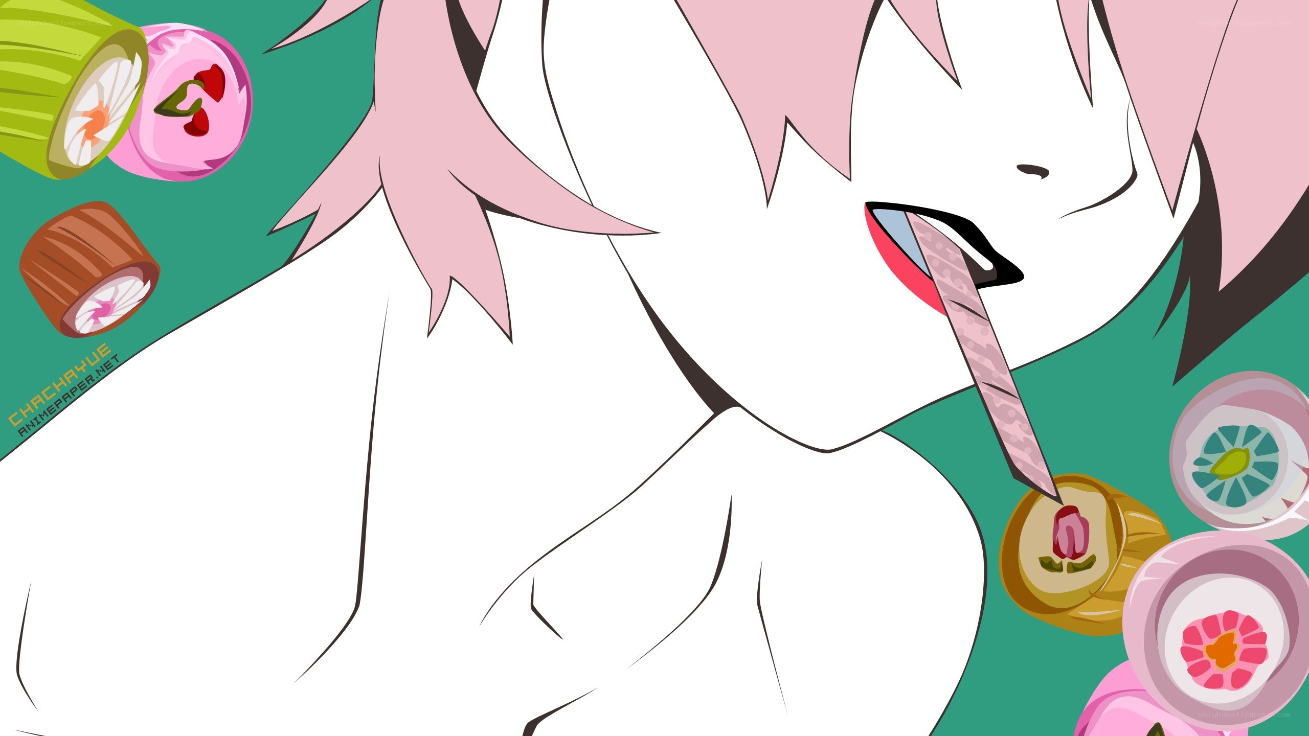 anime character eating sushi