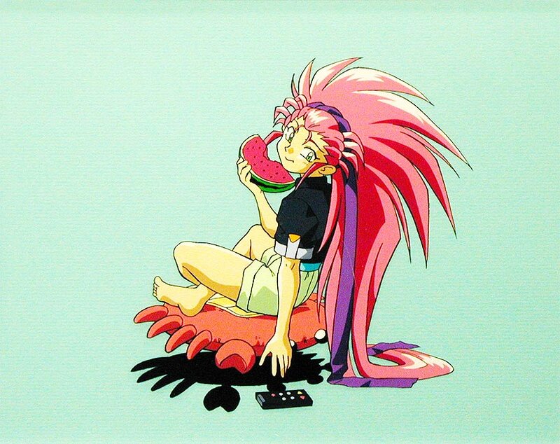 anime character eating watermelon