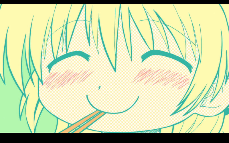 anime character eating with chopsticks