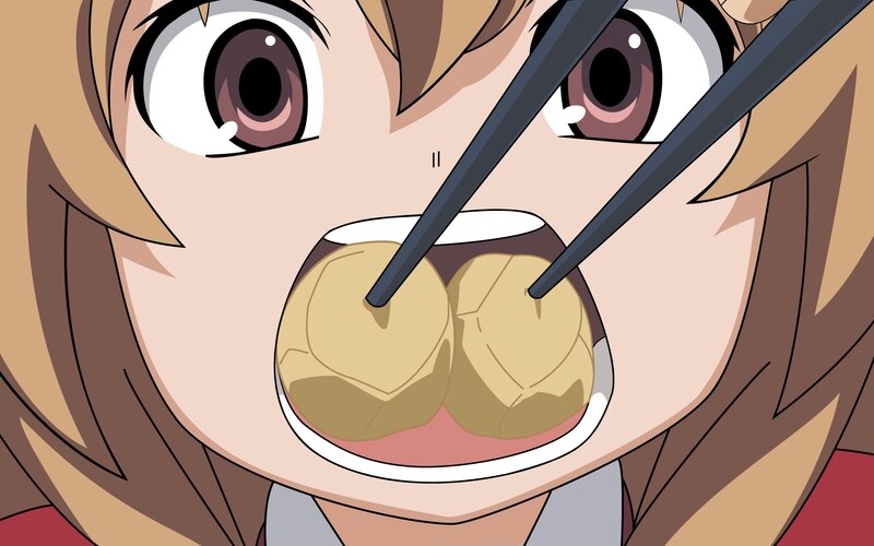 anime character eating with chopsticks