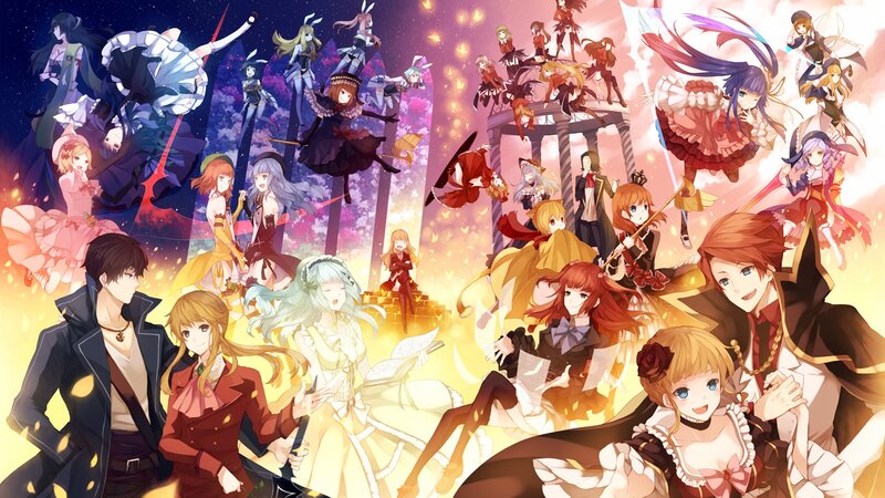 Anime character ensemble collage