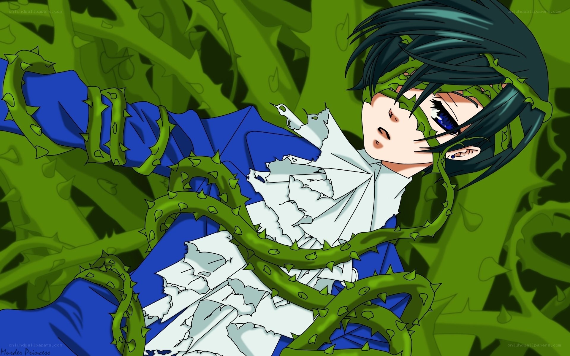 anime character entangled in vines
