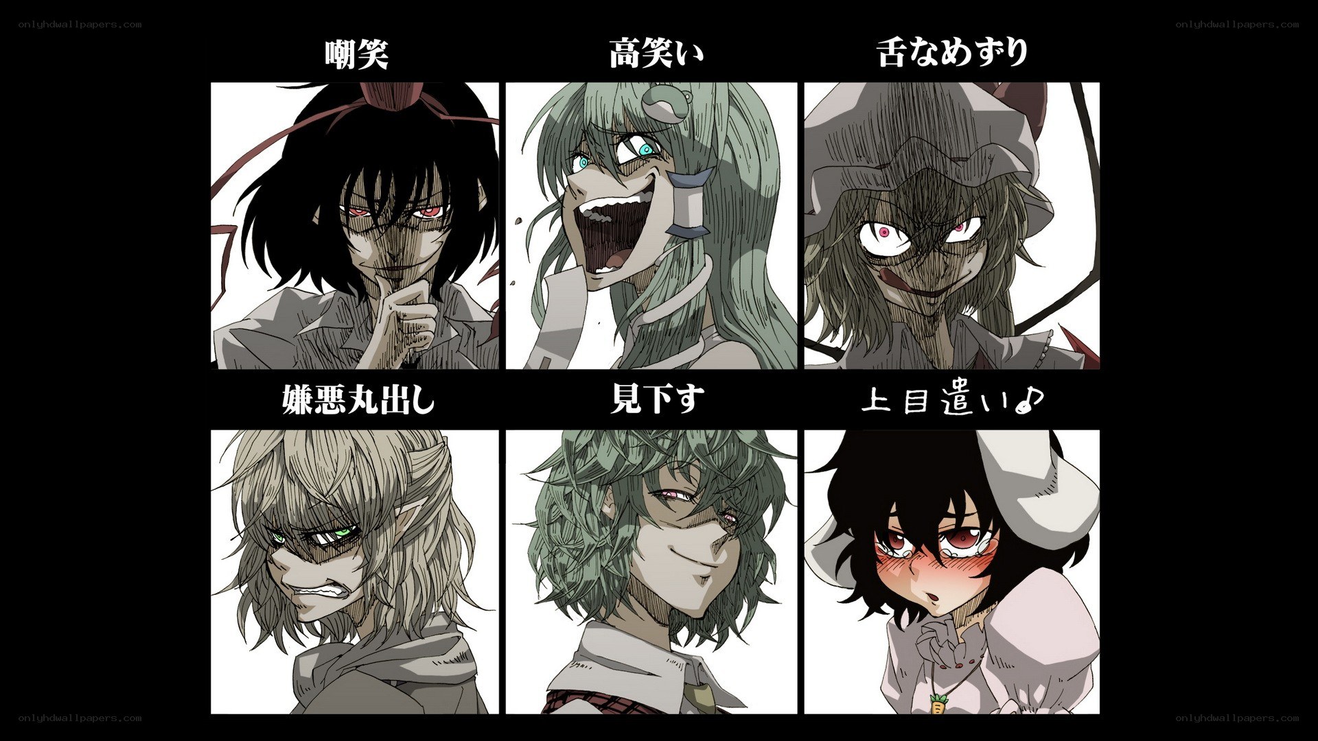 Anime character expressions chart
