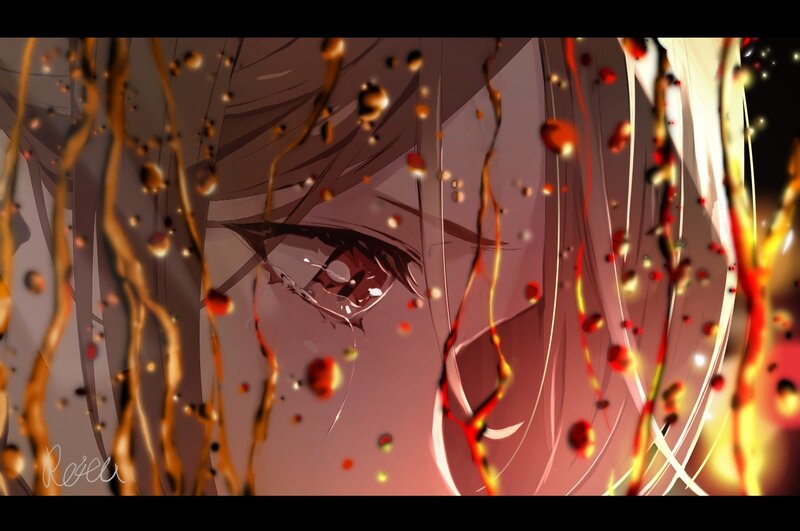 Anime Character Eye — Red, Dramatic, Digital Art