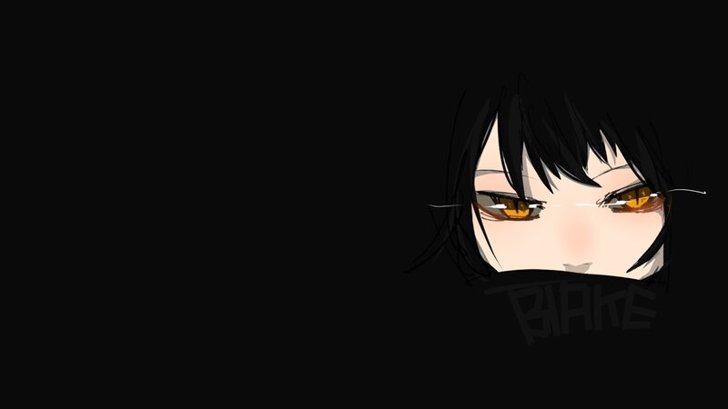 Anime Character Eyes — Black, Dramatic, Digital Art, Hair