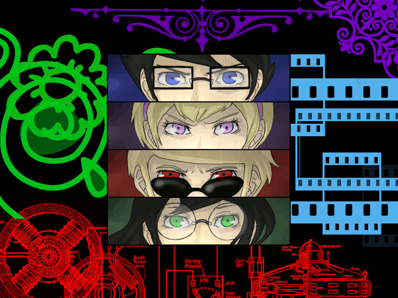 Anime character eyes collage