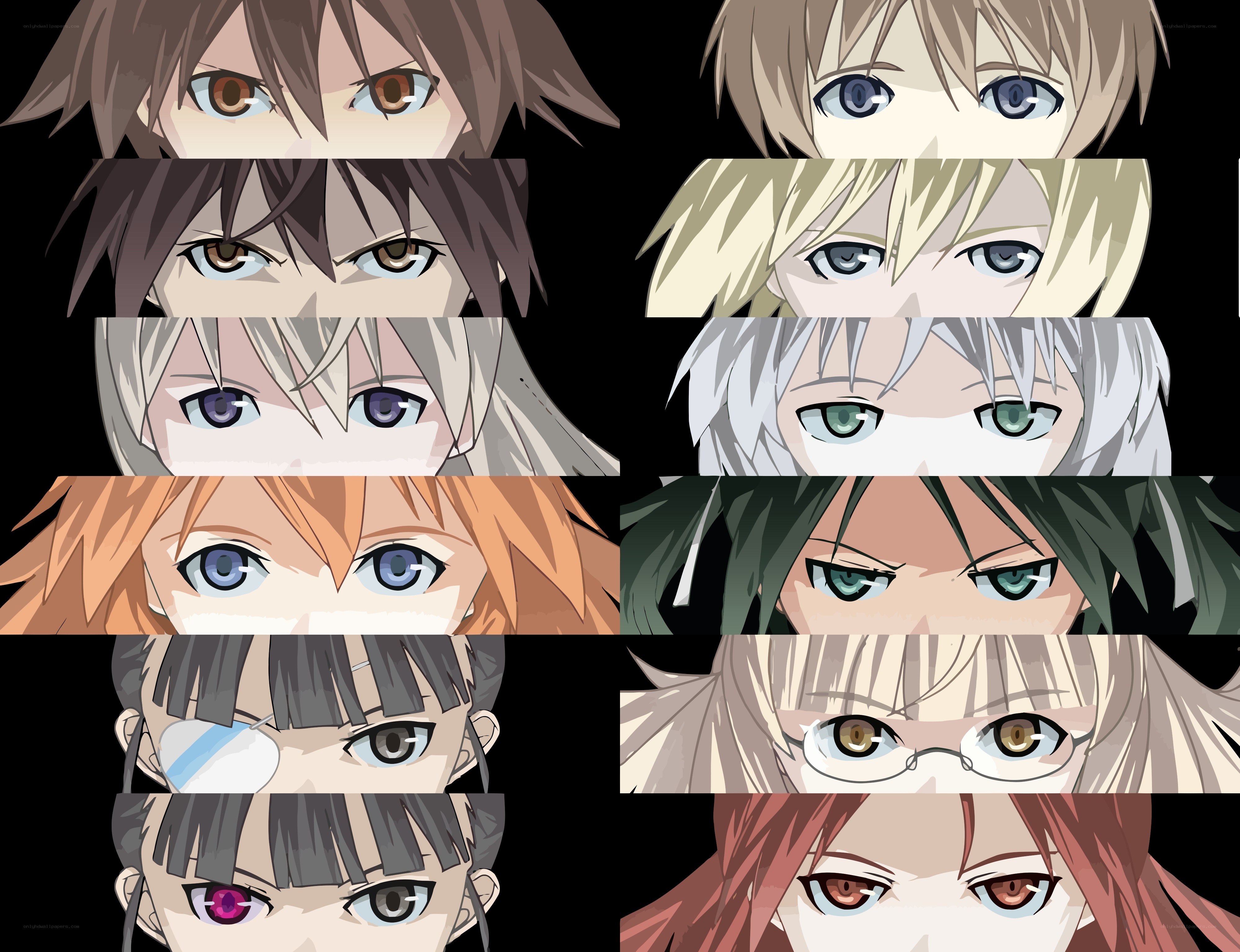 anime character eyes collage