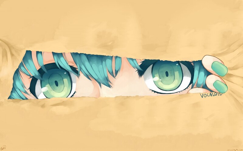 Anime Character Eyes — Green, Curious, Digital Art