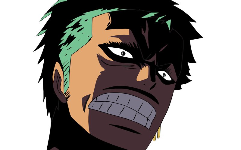 Anime Character Face — Black, Angry