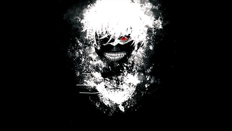 Anime Character Face — Black, Dark, Intense, Digital Art, Mask