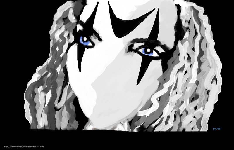 Anime Character Face — Black, Dramatic, Digital Art, Blue Eyes