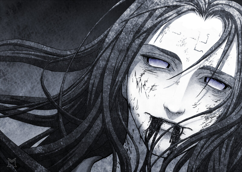 Anime Character Face — Black, Dramatic, Manga, Long Hair