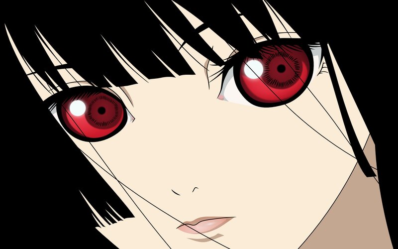 Anime Character Face — Black, Dramatic, Manga, Red Eyes, Black Hair, Close-up