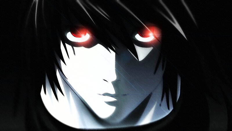 Anime Character Face — Black, Dramatic, Night, Red Eyes