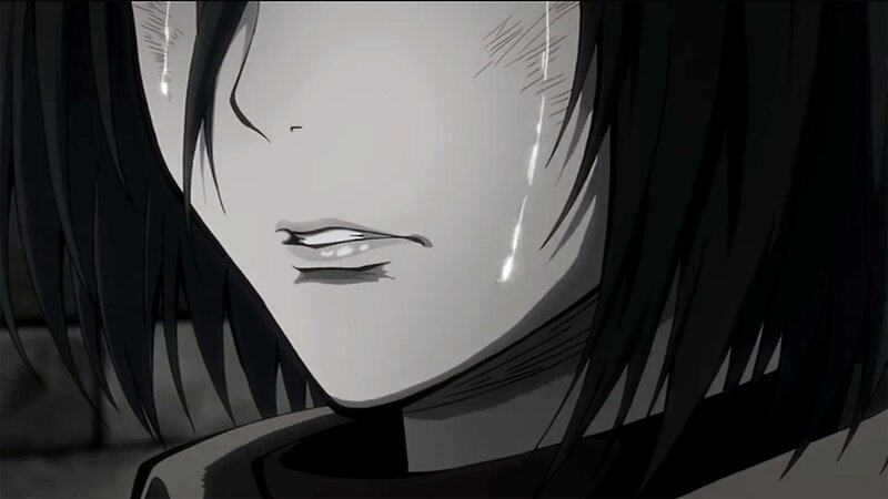 Anime Character Face — Black, Dramatic, Tear