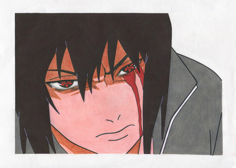 Anime Character Face — Black, Intense, Manga, Blood