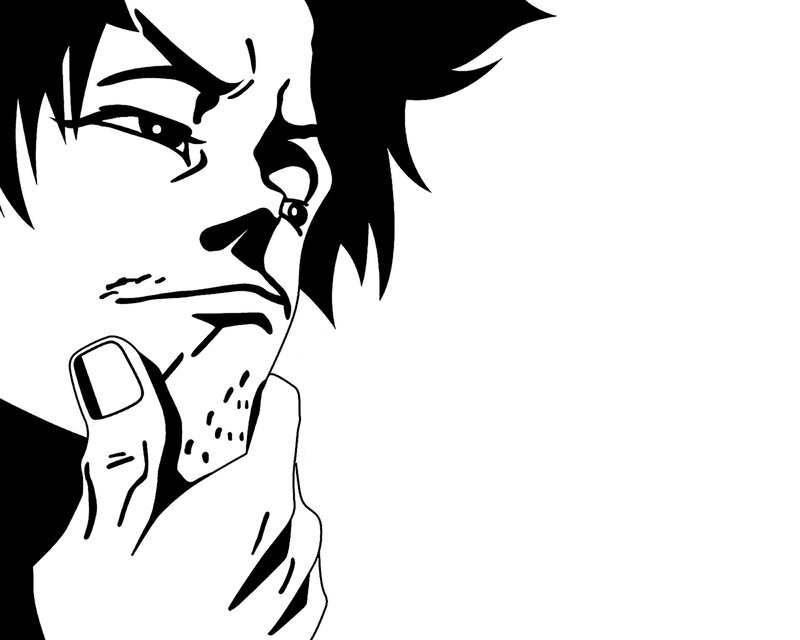 Anime Character Face — Black, Intense, Manga, Hand